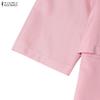 ZANZEA Women Casual Round Neck Summer Short Sleeve Dress