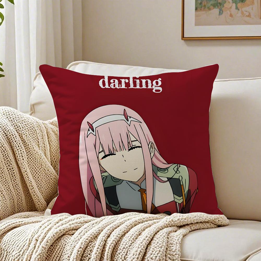 Anime Mecha 02 zero two DDARLING in the FFRANXX Cushion Cover Pillowcase Antidustmite living Room Sofa Decor Cushion Room