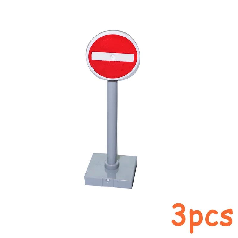 Non-Toxic Moc City Traffic Lights Road Signs Roadblock Signal Light Speed Limit Diy Building Block Scene Construction Minifigs Accessories