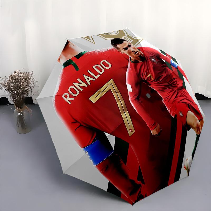 Piłka nożna, Cristiano Ronaldo Automatyczne Otwieranie i Zamykanie, 8-żebrowa Konstrukcja Przenośny Parasol, Odpowiedni dla Mężczyzn i Kobiet na Wszystkie Pory Roku Perfe