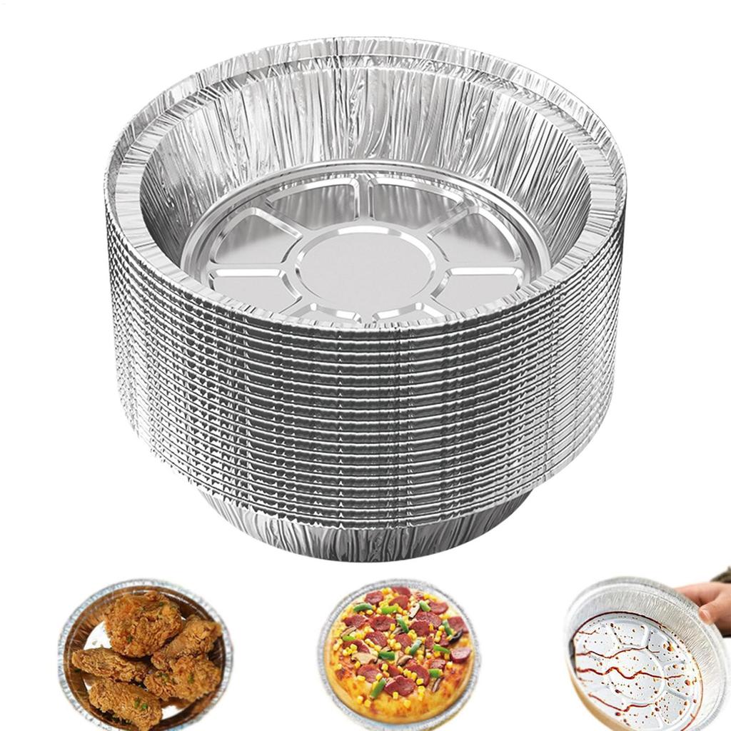 Air Fryer Sheets Liners 50 Pieces Aluminum Foil Inserts Round Oil-proof Air Fryer Basket Liner for Bakeware Microwave Toaster