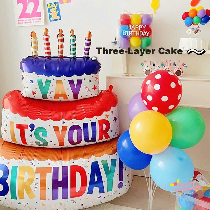 Birthday Scene Decoration Balloons for Boys Girls Children's First Birthday Baby Happy Birthday Hundred Days Birthday Cake