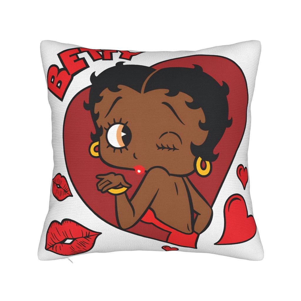 Cute Cartoon Girl BBetty Boops Square Pillow Cases Cushion Covers Creative Zippered Decor Pillowcover for Home xcm