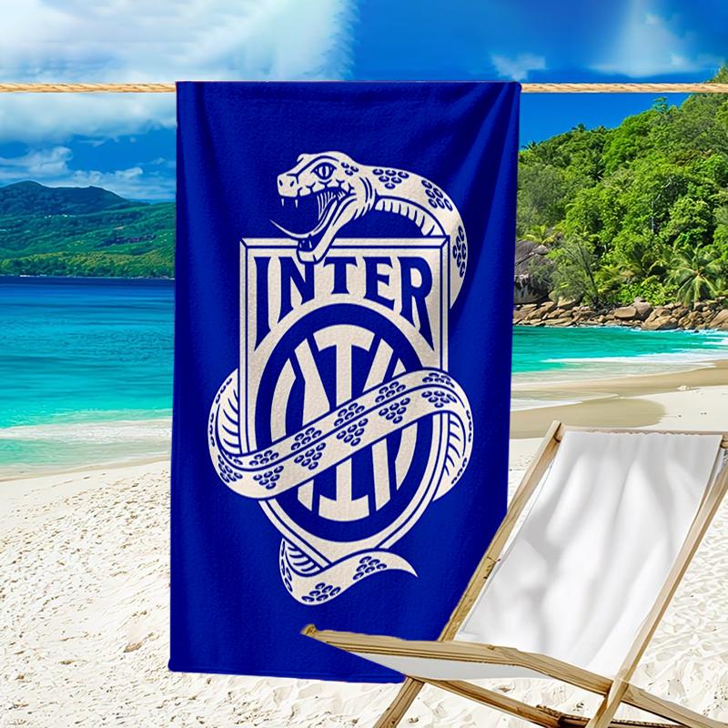 Asciugamano da Spiaggia con Stemma Inter Milan - Morbido, Assorbente in Microfibra, Leggero, Ideale per la Spiaggia, Feste, Viaggi, Campeggio regali per tifosi