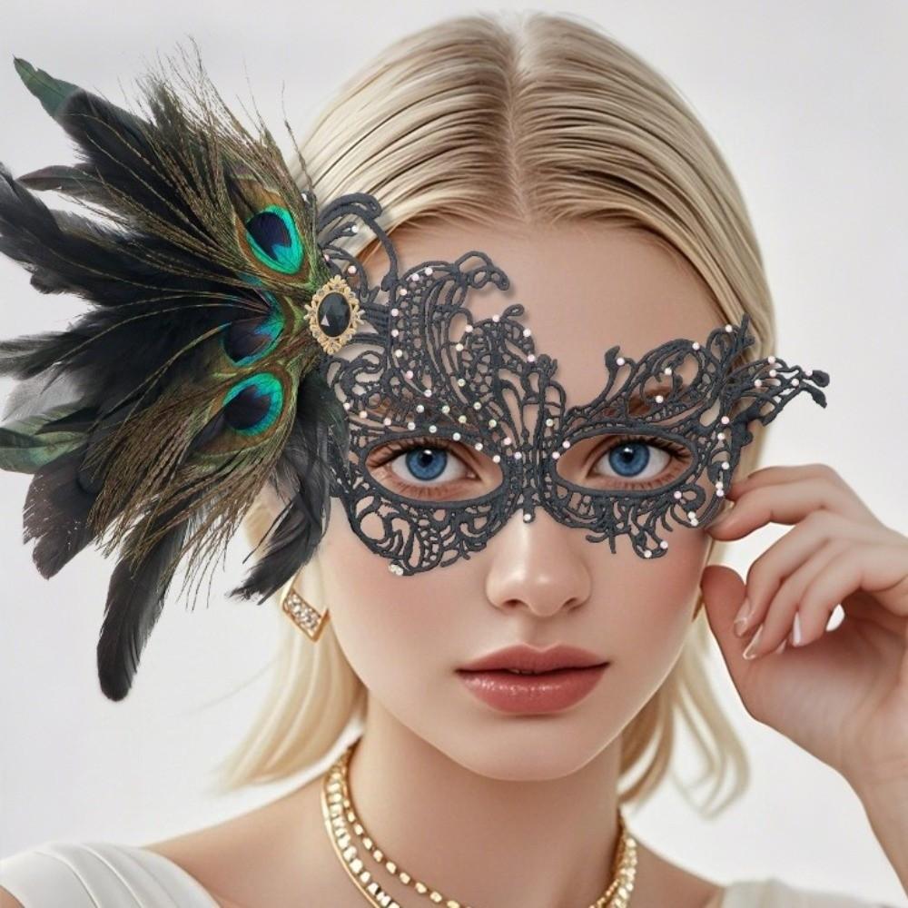 Funny Rhinestone Half-Face Lace Mask Seductive Style Cosplay Masquerade Mask Masquerade Multicolor Feather Mask Rave Celebration