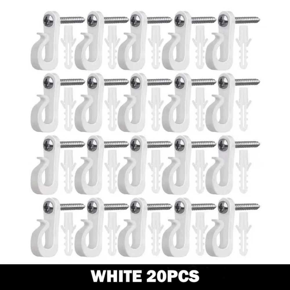 New With Screw Lights Hook Plastic Black White String Light Hangers Garage Hooks Indoor And Outdoor