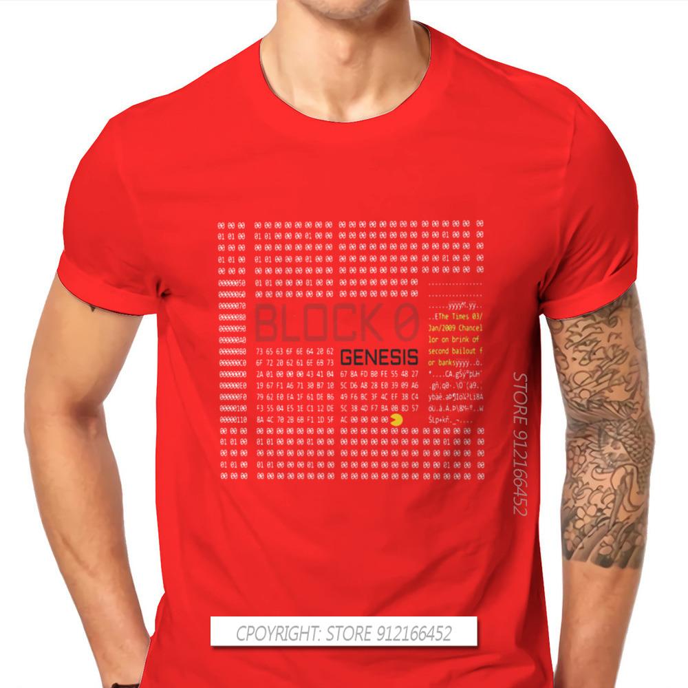 First Block Bitcoin Blockchain Technology Man's TShirt Dogecoin Cryptocurrency Miners Meme T Shirt Gifts