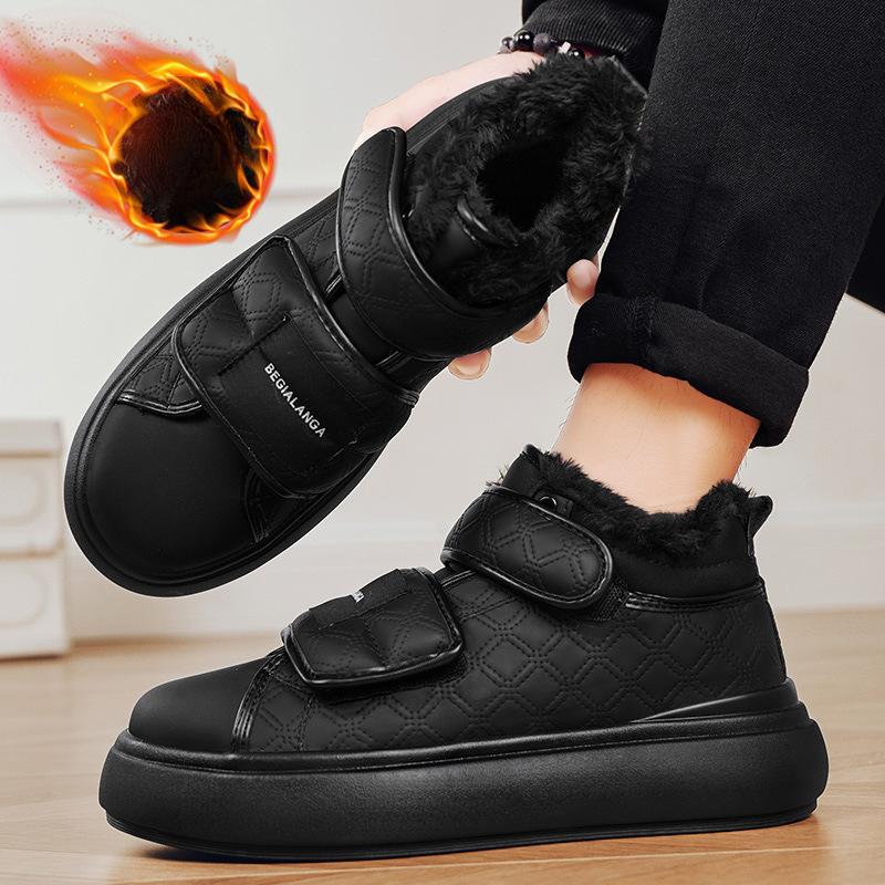 Zimní teplé sněhule pro muže Lehké kotníkové boty Protiskluzové s kožešinovou podšívkou Krátké kotníkové boty Pánské venkovní plyšové fleecem podšité atletické turistické vycházkové boty