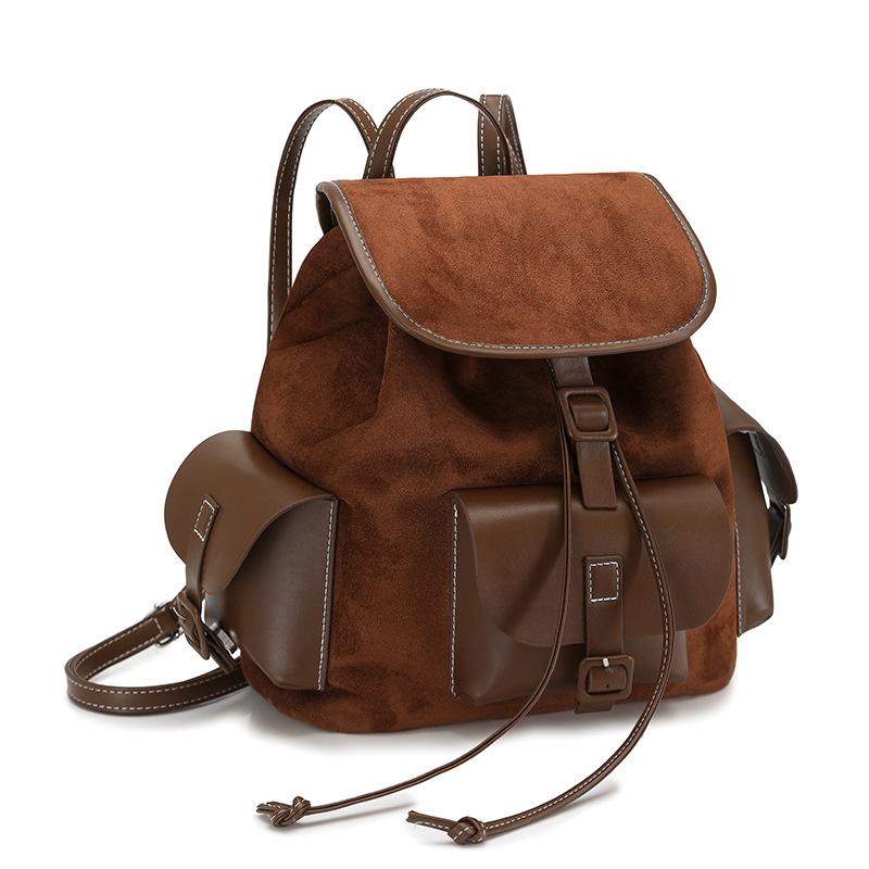 Vintage Color Block Backpack College Style Schoolbag Travel Backpack