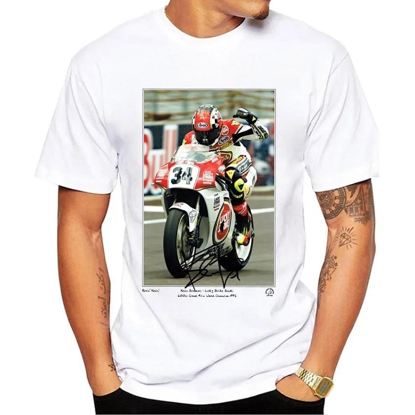 

Kevin Schwantz 34 1993 GP 500cc Legend T-Shirt Men Short Sleeve Boy Adventure Sport Casual White Tops Man Motorcycle Rider Tees M