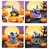 Halloween Wizard Frog Ornament Witch Ornaments, Resin Magic Figurine, Micro-landscape Miniature Unique Collectible Statue for Home Desktop Fish