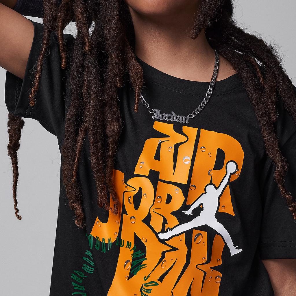 Jordan Round Neck Letter Print Casual Short Sleeve T-Shirt Kids Tops Black HJ2206-010