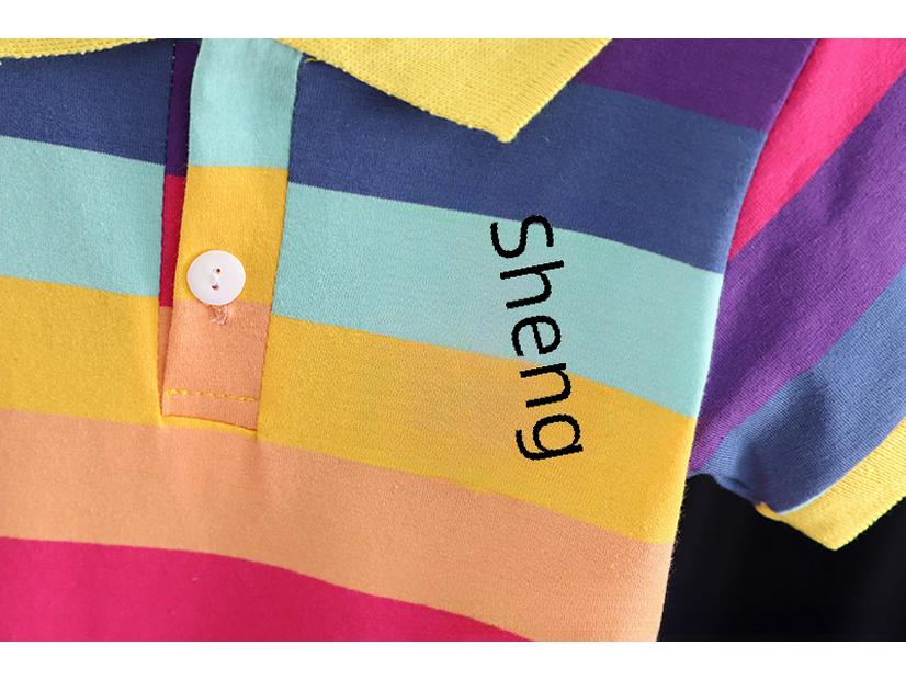 Stylish Infant Girls' Summer Dress: Lapel, Striped, Pleated Skirt for Ages 1-3