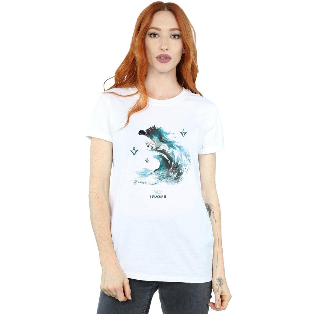 Disney Womens/Ladies Frozen 2 Elsa With Nokk The Water Spirit Cotton Boyfriend T-Shirt