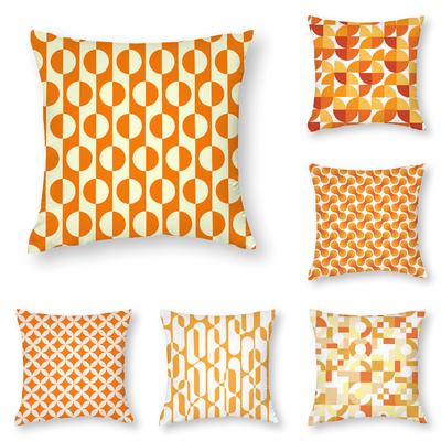 Orange Geometric Pillow Case 3D Print Polyester Fiber 40*40 Cm Home Sofa Throw Pillow Cover Decoration Festival Gift