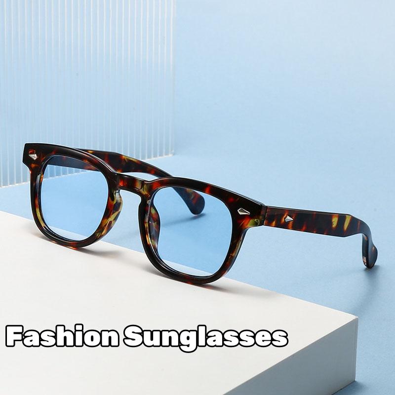 Women's Fashion Elliptical Frame Rivet Decorative Sunglasses Men's Driving Sunscreen UV400 Glasses Retro Small Frame Sun Glasses