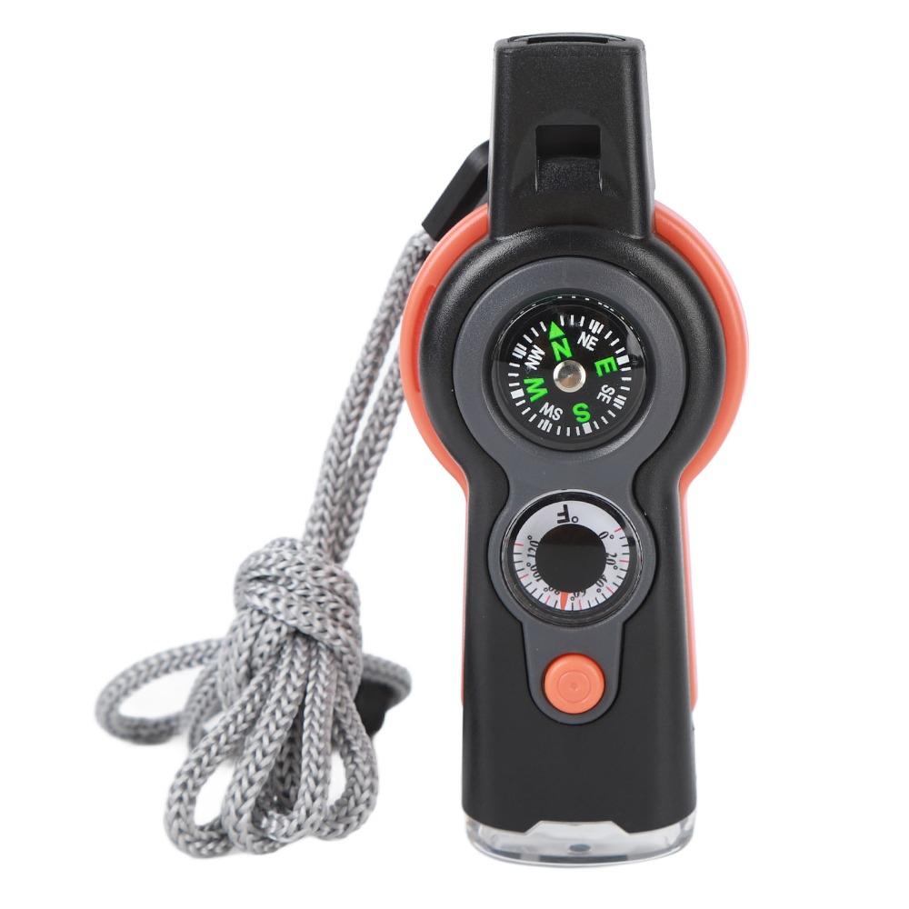 

LED Light Emergency Whistle Thermometer 7 in 1 Whistle Durable Survival Whistle Camping