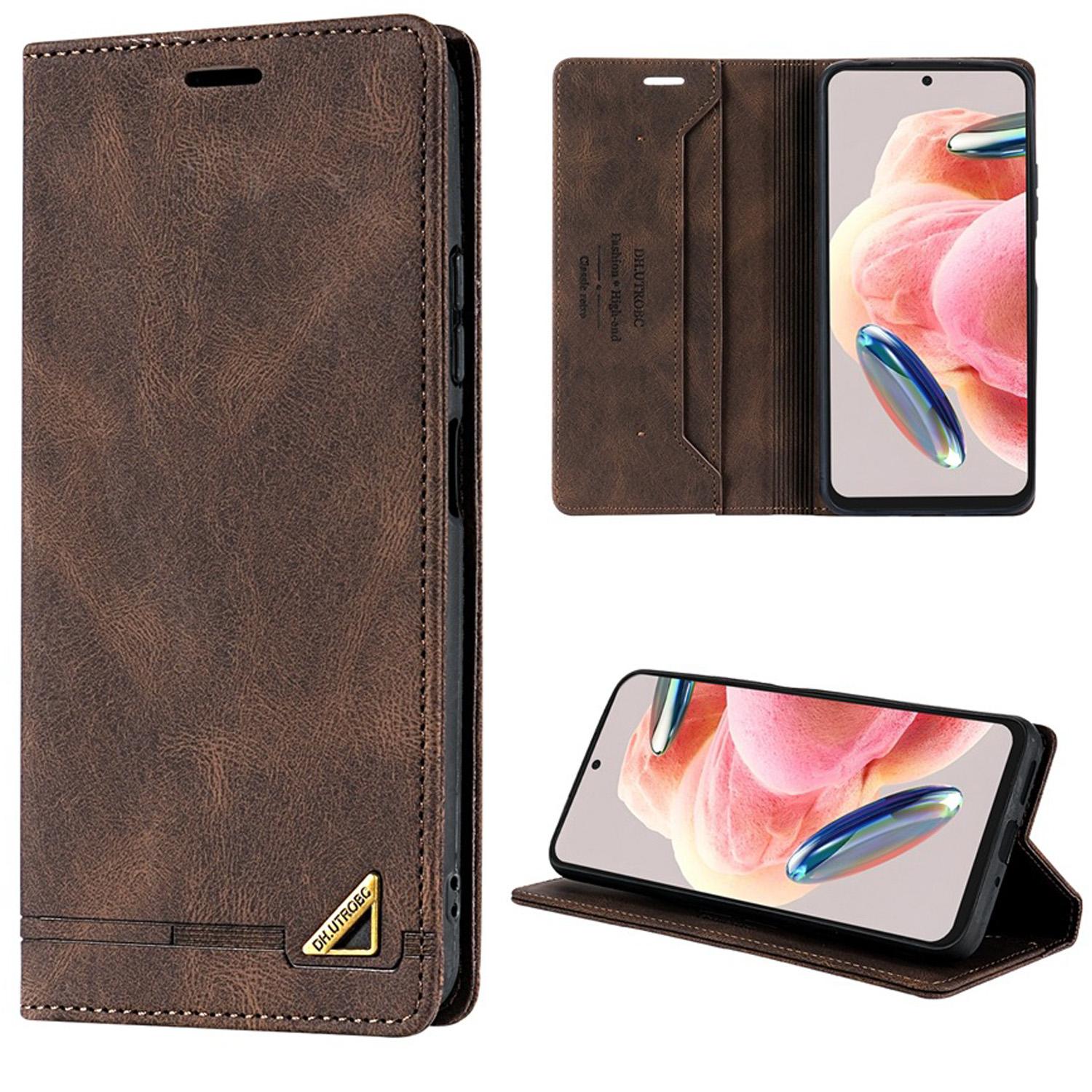 

Магнитный кожаный чехол-кошелек с откидной крышкой, блокирующий слот для карт для Xiaomi 14T Redmi 14C 13 13C 12C Note 14 Pro+ 13 12 12S 11S 10 Pro Plus Xiaomi 14T Pro кофейный