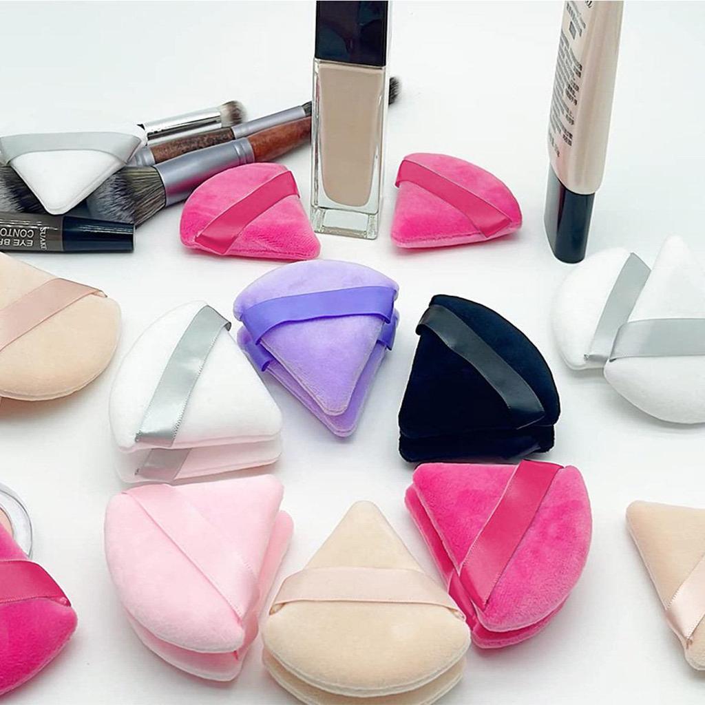 Dual-Use Triangular Flocking Powder Puff for Wet & Dry Makeup