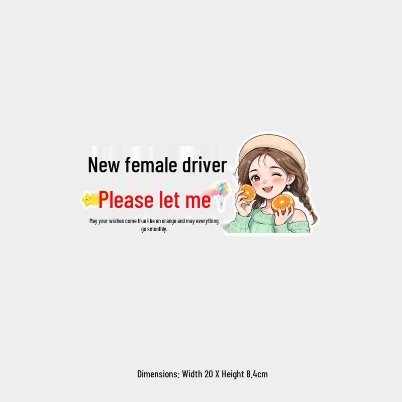 New Female Driver Reflective Warning Sticker – Please Let Me Pass, All the Best