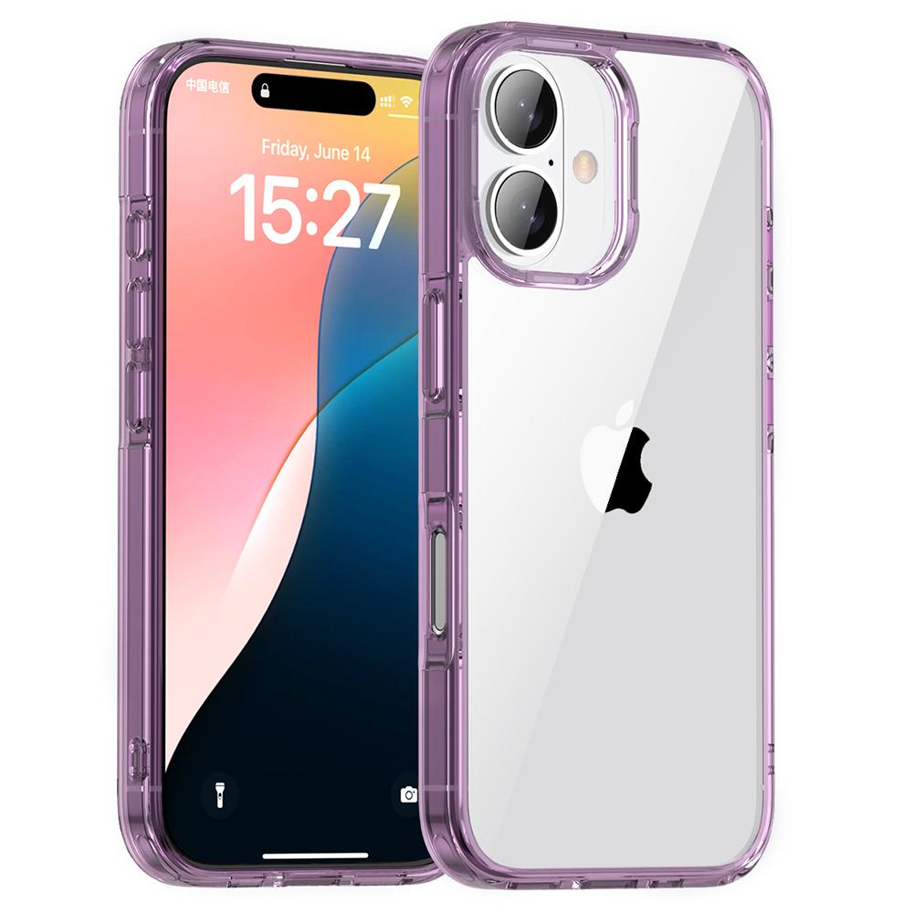 

Aurora Series For iPhone 16 Case TPU+PC Crystal Clear Back Cover Purple
