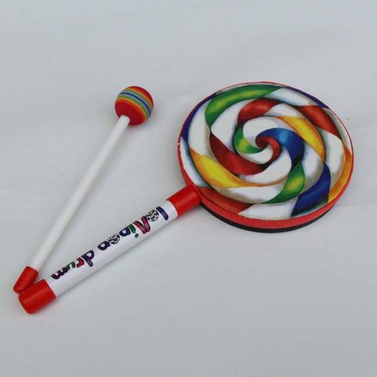6inch Lollipop Drums Kids Music Teaching Aid?Wooden Percussion Instrument Toy