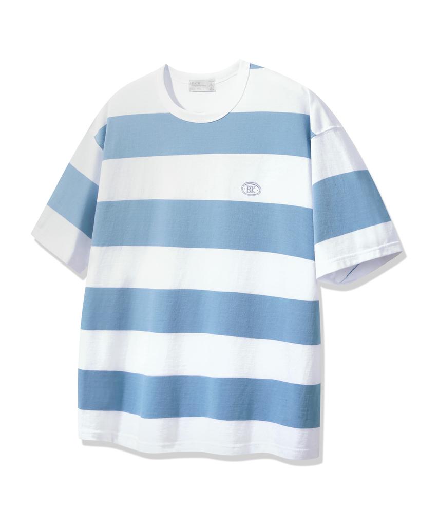 BAKKEN [Men] Striped Embroidered Logo Short Sleeve T-Shirt Bk4214 (4 Colors)