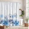 Dandelion Shower Curtain, Blue & White Minimalist Design, Floating Seeds,Polyester, Machine Washable