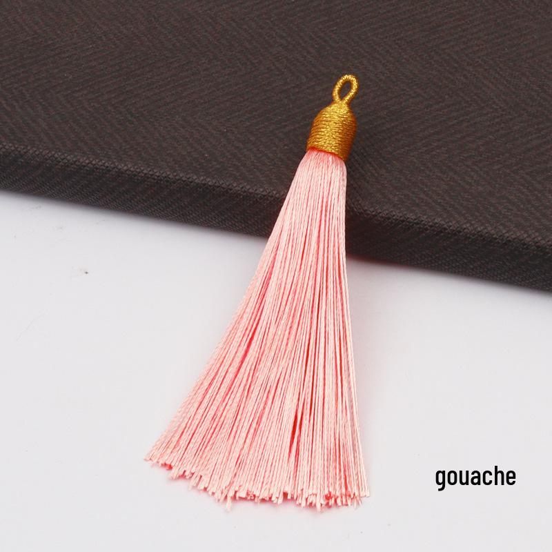 8CM Gold Threaded Cap Pull Ring Tassel Fringe Ornament Pendant Bookmark Accessory