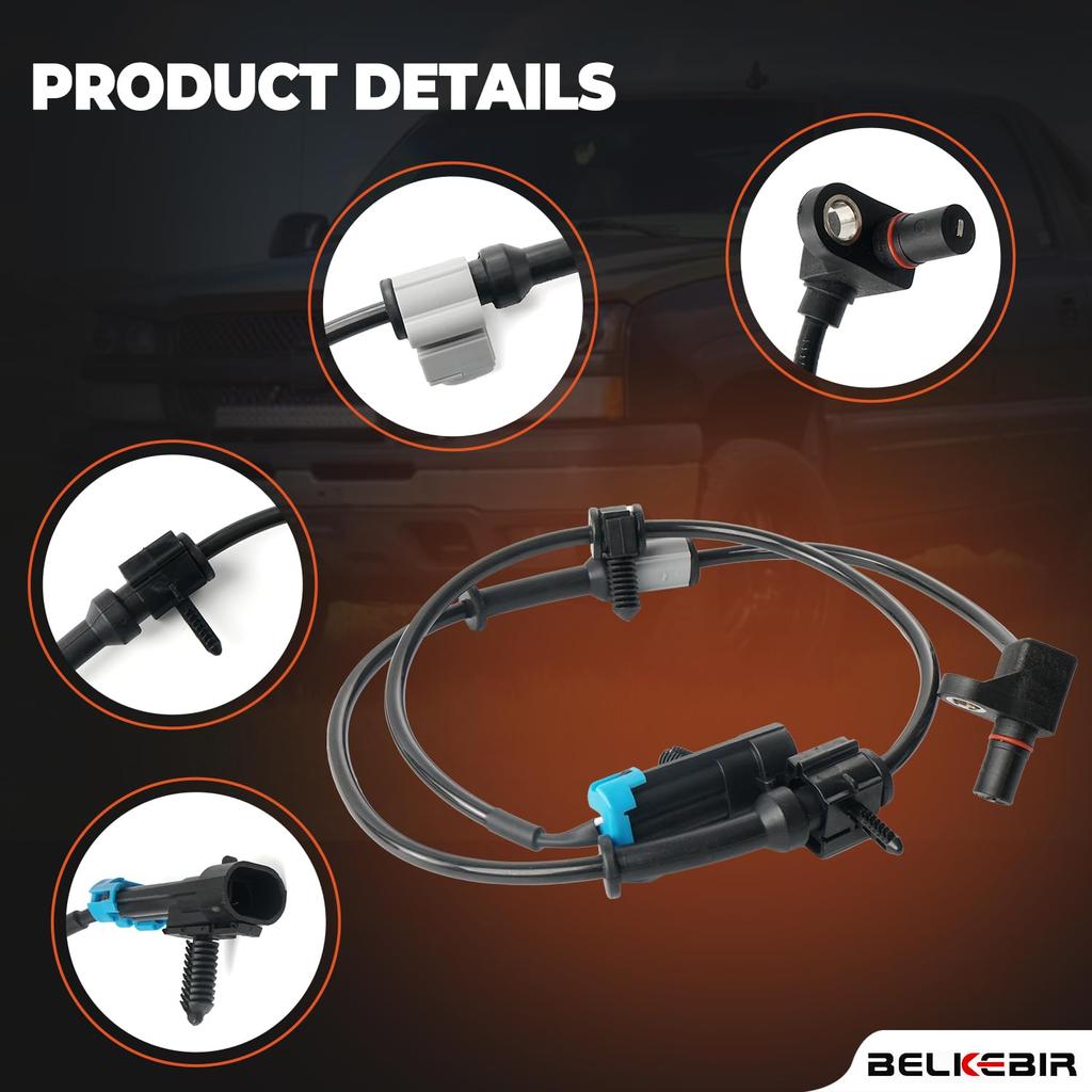 Front ABS Wheel Speed Sensor Left & Right Compatible With Chevy Avalanche Express Silverado Suburban Tahoe, GMC Savana Sierra Yukon XL, Cadillac
