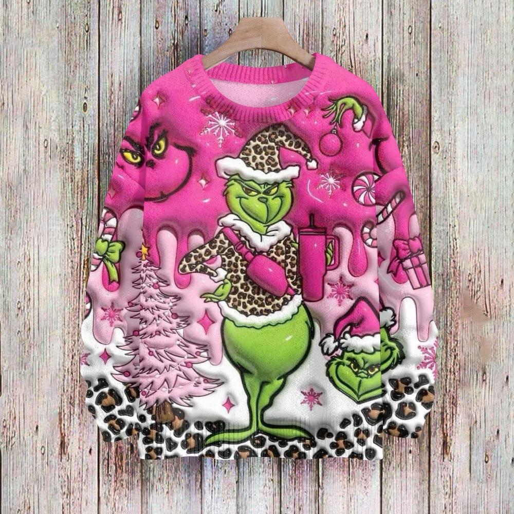 Vánoční móda Pánské Dámské tričko Zelený monster potisk O-výstřih Pulovr Top Ležérní Outdoorová mikina Dětská trička Top Oblečení