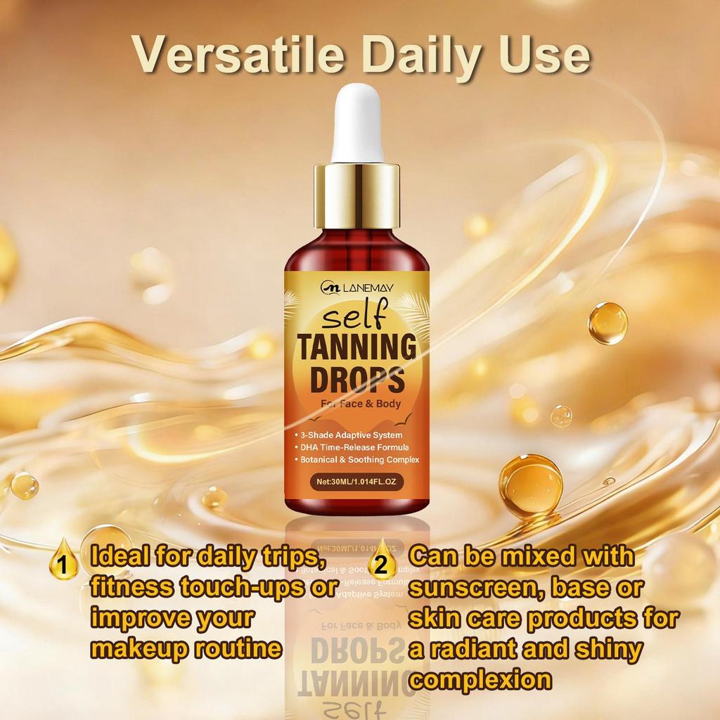 Gocce Autoabbronzanti-Facili Per la Cura Quotidiana, Tono della Pelle Gradualmente Sano-Formula Delicata-Adatte a Tutti i Tipi di Pelle, 30ml