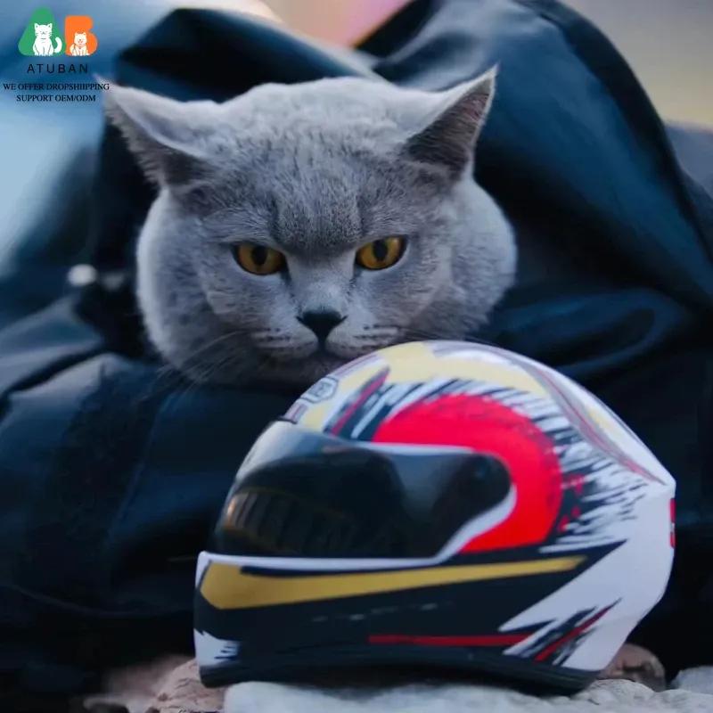 ATUBAN Small Pet Motorcycle Helmet Cat Dog Puppy Mini Helmets,Full Face Motorcycle Helmet Outdoor Head Protecting Pet Hard Hat