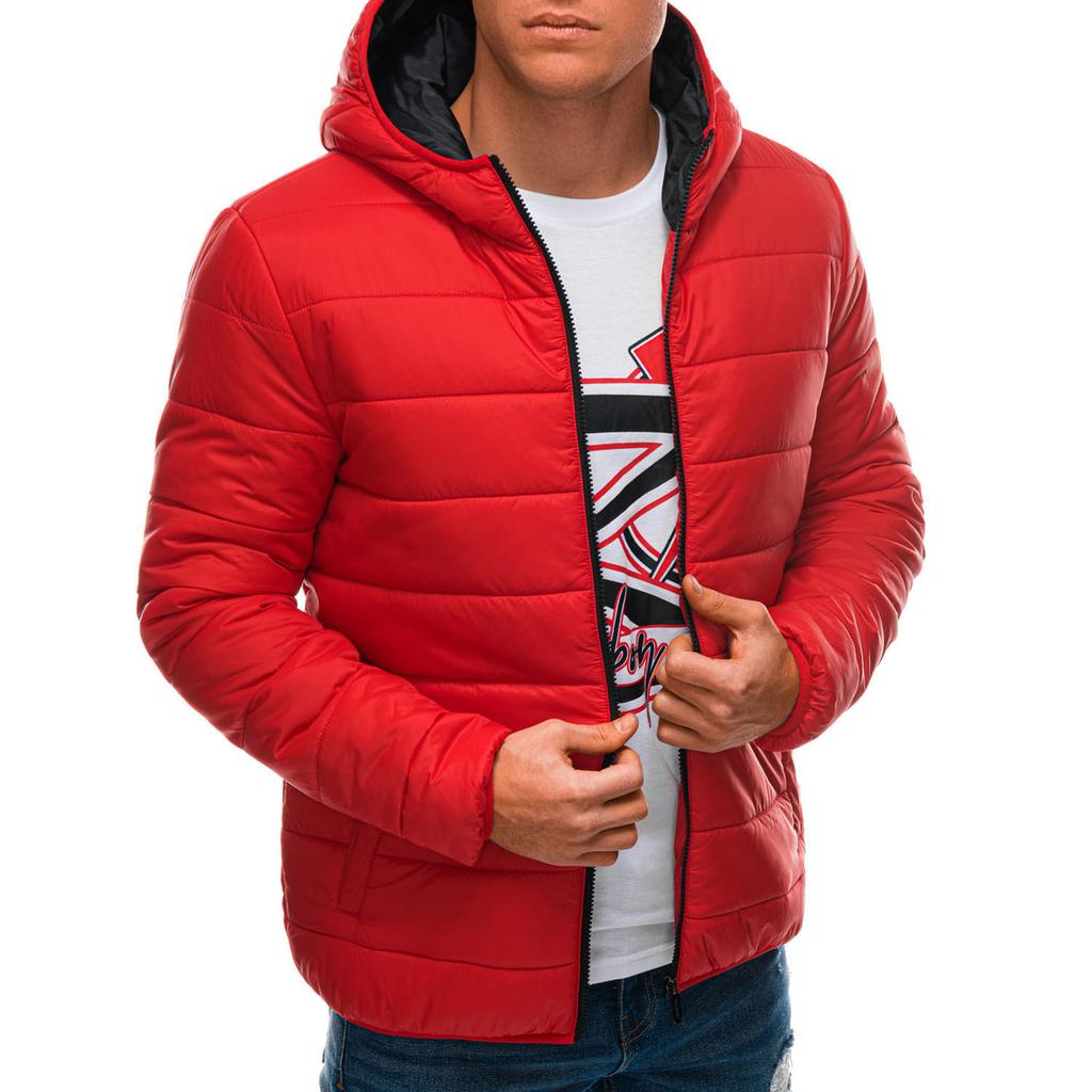 Пуховик мужской с капюшоном Пуховик СО-527 красный купить недорого ...