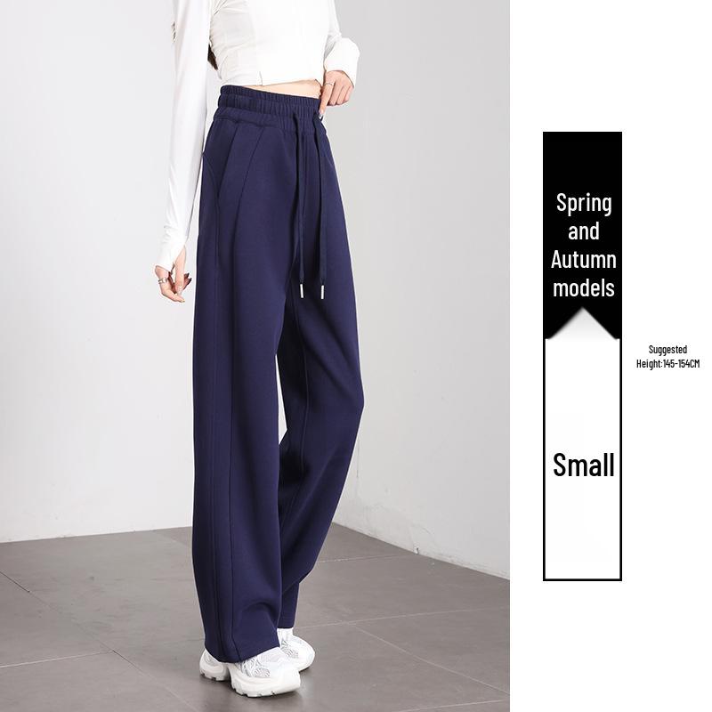 Women's Petite Velvet-Lined Wide-Leg Sweatpants, Straight-Leg Style, Height-Enhancing, 2025 Autumn/Winter Collection.