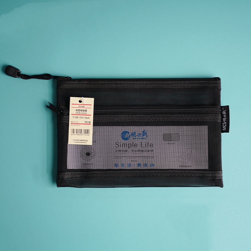 

Большая вместительная папка для файлов, сумка для хранения косметики, школьные канцелярские принадлежности, двойная сетчатая сумка для карандашей чёрный