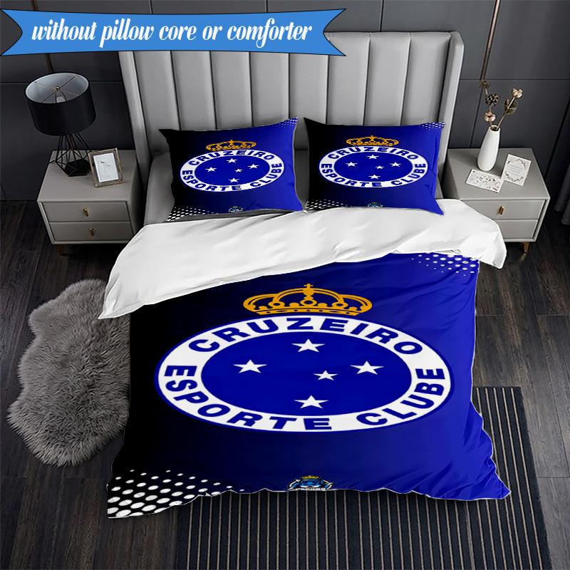 3PCS Cruzeiro Esporte Clube Printed Soft Bedding Set,Including 1pc Duvet Cover And 2pcs Pillowcases Perfect for Bedroom, Dormitory, Fan gift