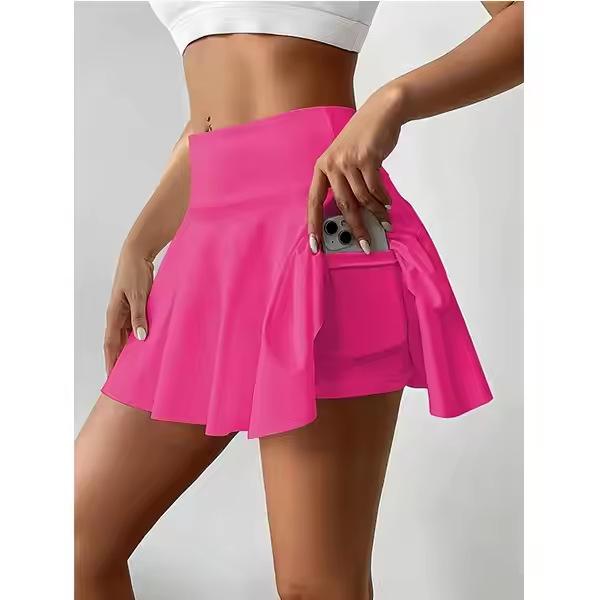 Temu Women'S Summer Explosion Sports Fitness Casual Yoga Skirt Fake Two Comfortable Pleated Skirt