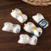 Hand-Painted Ceramic Chopstick Holder Pen Holder Cartoon Cat Japanese Ceramic Small Ornament Chopstick Holder Chopstick Holder Pillow
