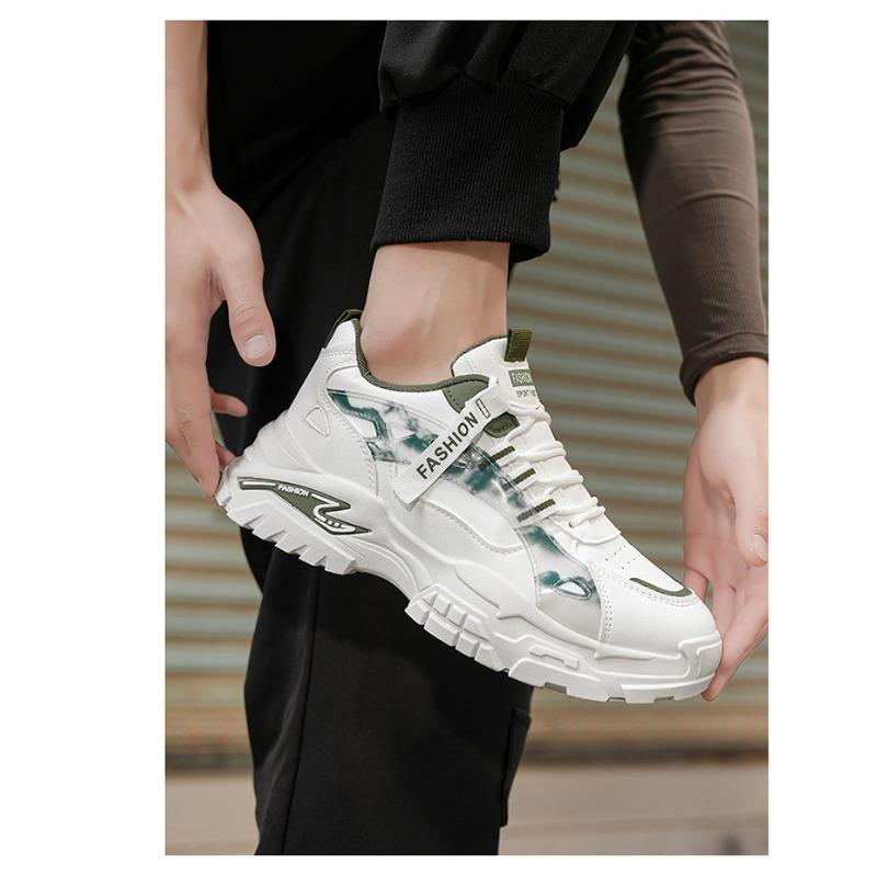 Men S Breathable Leather Upper Dad Shoes Casual Sports Fashion Sneakers