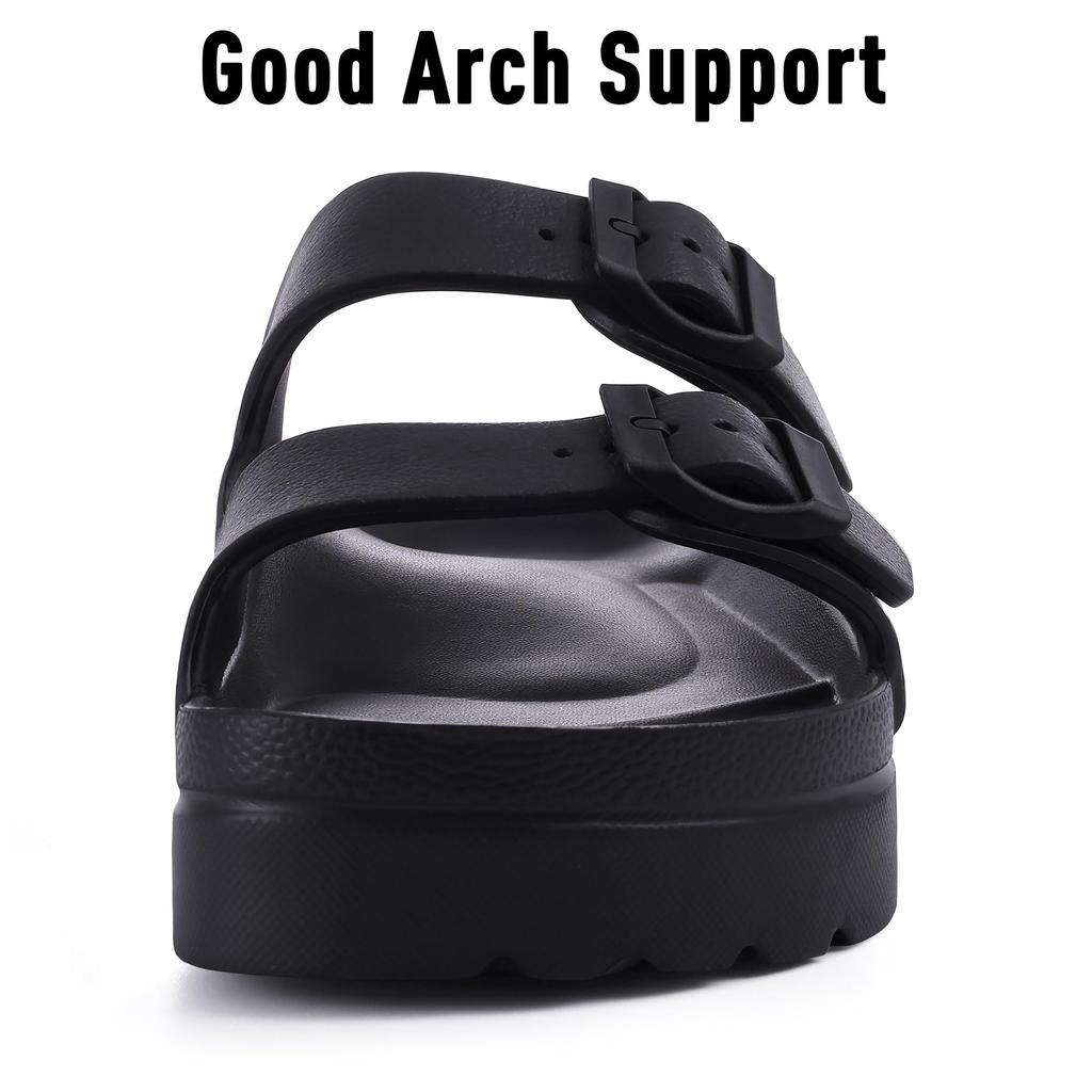 Fashion Comwarm 2025 Women's Platform Sandals With Arch Support Lightweight Slip on Slides Summer Beach Sandals with Adjustable Buckle