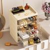 White Flat Lid Multilayer Cosmetic & Stationery Organizer - Dustproof Skincare & Lipstick Storage Box.