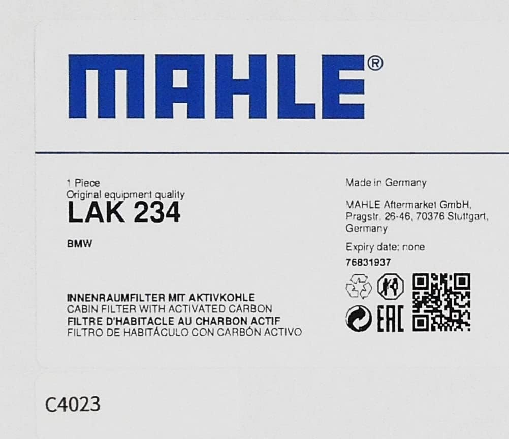 MAHLE Air Conditioner Filter for BMW Z4 (E85 E86 E89) 20i 23i 35i 2.2i 2.5i 3.0i 3.0si Roadster M Roadster M Coupe (BT22 BT25 BT30 BU25 BU30 BT32 DU32