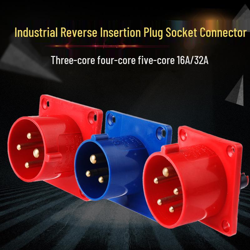 Waterproof Industrial Aviation Plug Connector: Reverse Plug Male-Female, 3-Pin, 4-Hole, 5-Pin, 16/32A-6h