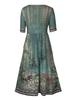 2024 Summer Bohemian Print Women's Maxi Dress with Round Neck and Short Sleeves