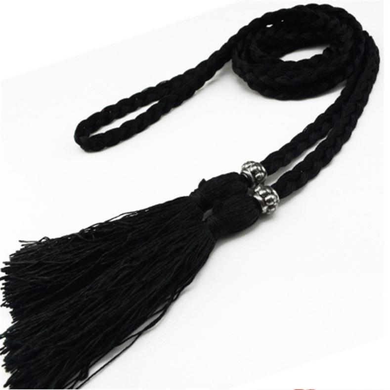 Accesorios de vestir de ropa de estilo nacional, cinturón trenzado, borla, cadena de cintura, cuerda