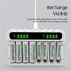 NiMH Battery Charging with 8 Slots for 2A and 3A Batteries Featuring LED Indicators and Safe Charging Technology