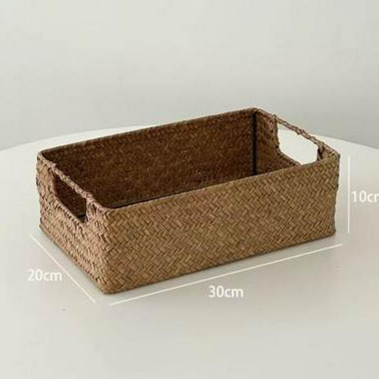 Retro Woven Multifunctional Storage Basket for Household, Living Room, Desktop, and Cosmetics