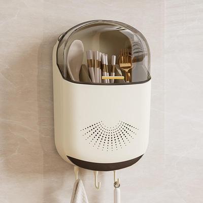 Wall-Mounted Multi-Functional Chopstick Holder: Moisture-Proof, Lid-Draining Luxury Storage Rack.