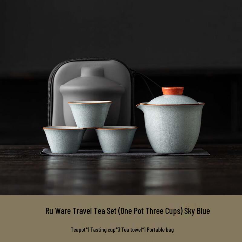 Ru Kiln Ceramic Portable Tea Set